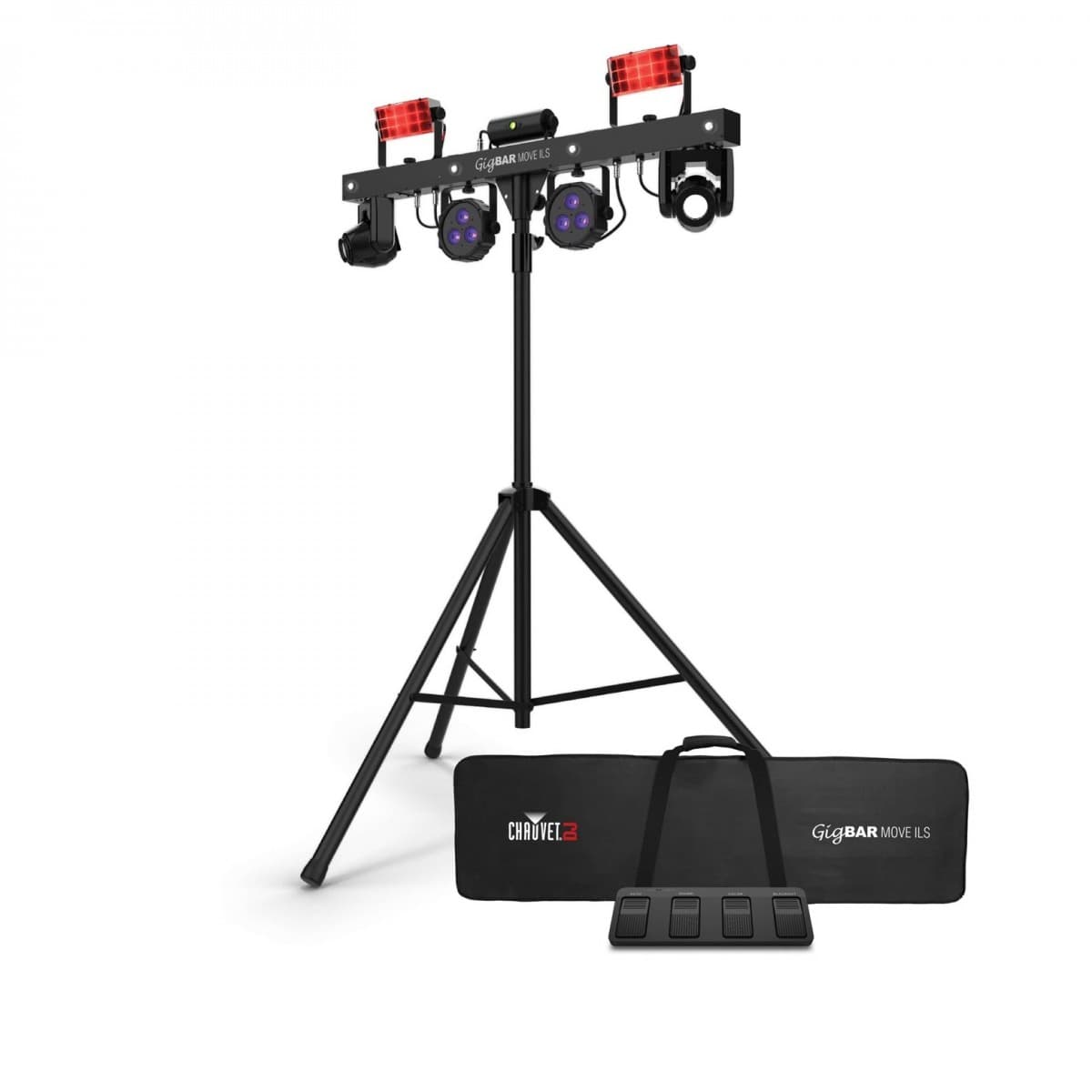 Chauvet DJ GigBAR Move ILS – komplett lysbar med bevegelige hoder på stativ, med bag og fotbryter